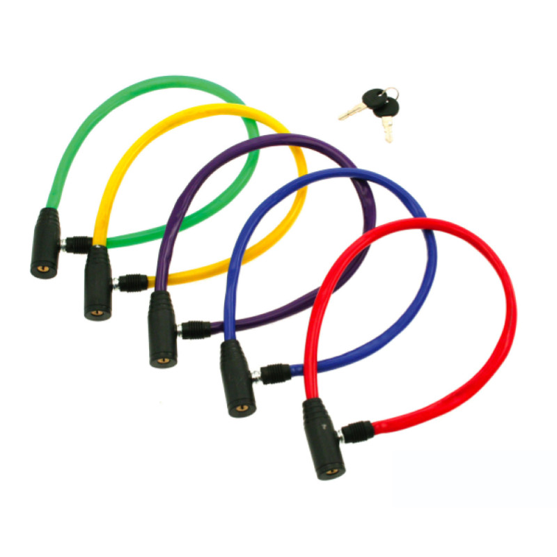 Bike Anti-Theft Lock Cable Spiral Chain 5mm 600mm Security Multicolor 1pc