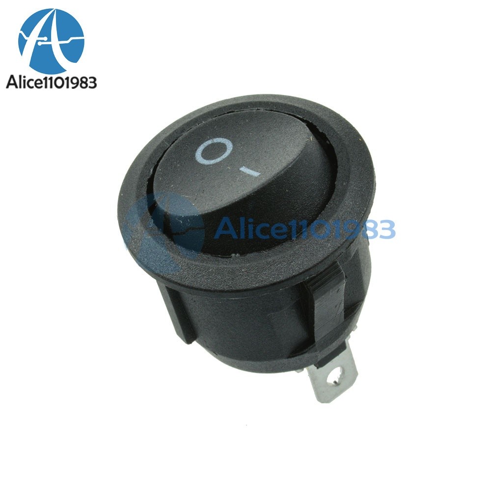 5pcs mini 3 pin round black SPDT ON-OFF rocker switch snap-in #zc