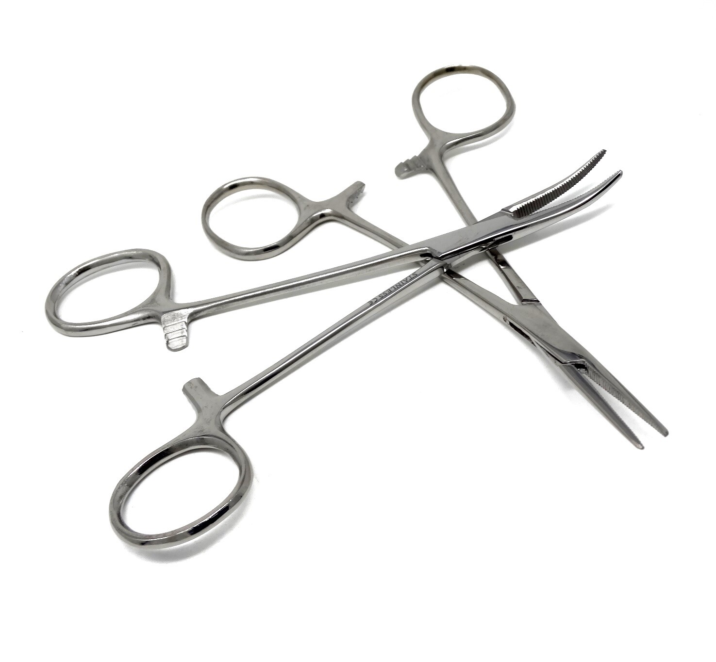 2 Assorted Mosquito Hemostat Locking Forceps Curved+Straight 5" Stainless Steel