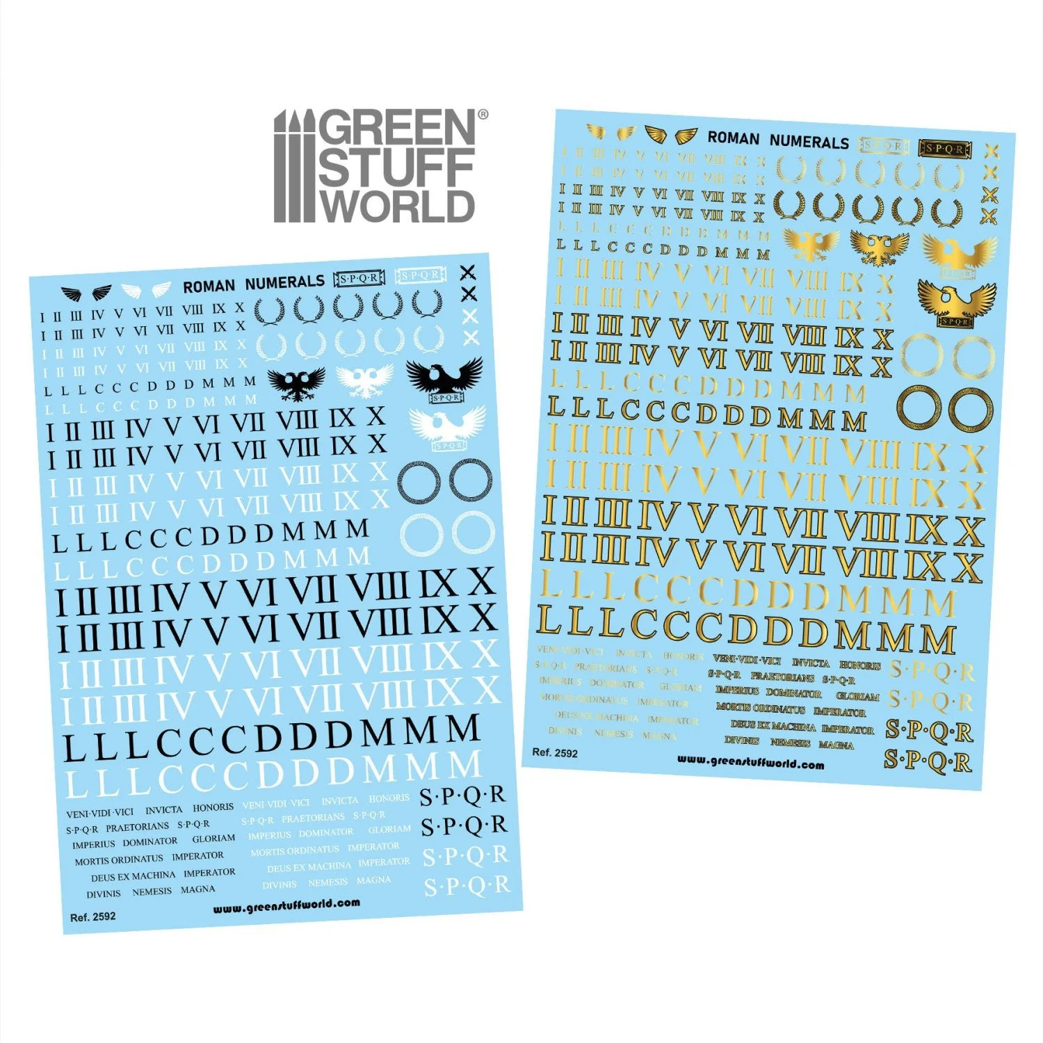 Green Stuff World Waterslide Decals - Roman Numerals - Wargaming and Modeling