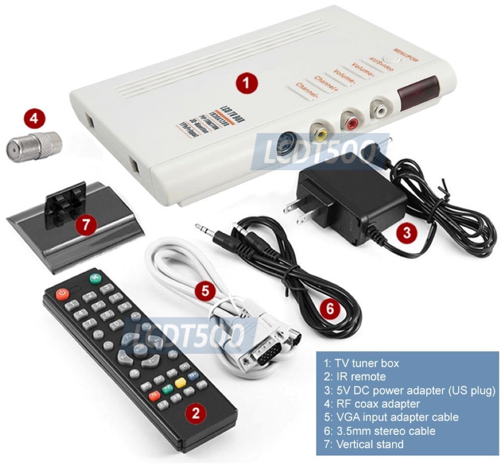 All-In-1 Analog Cable TV Box│RCA AV S-Video To VGA Converter Switcher│RF To VGA