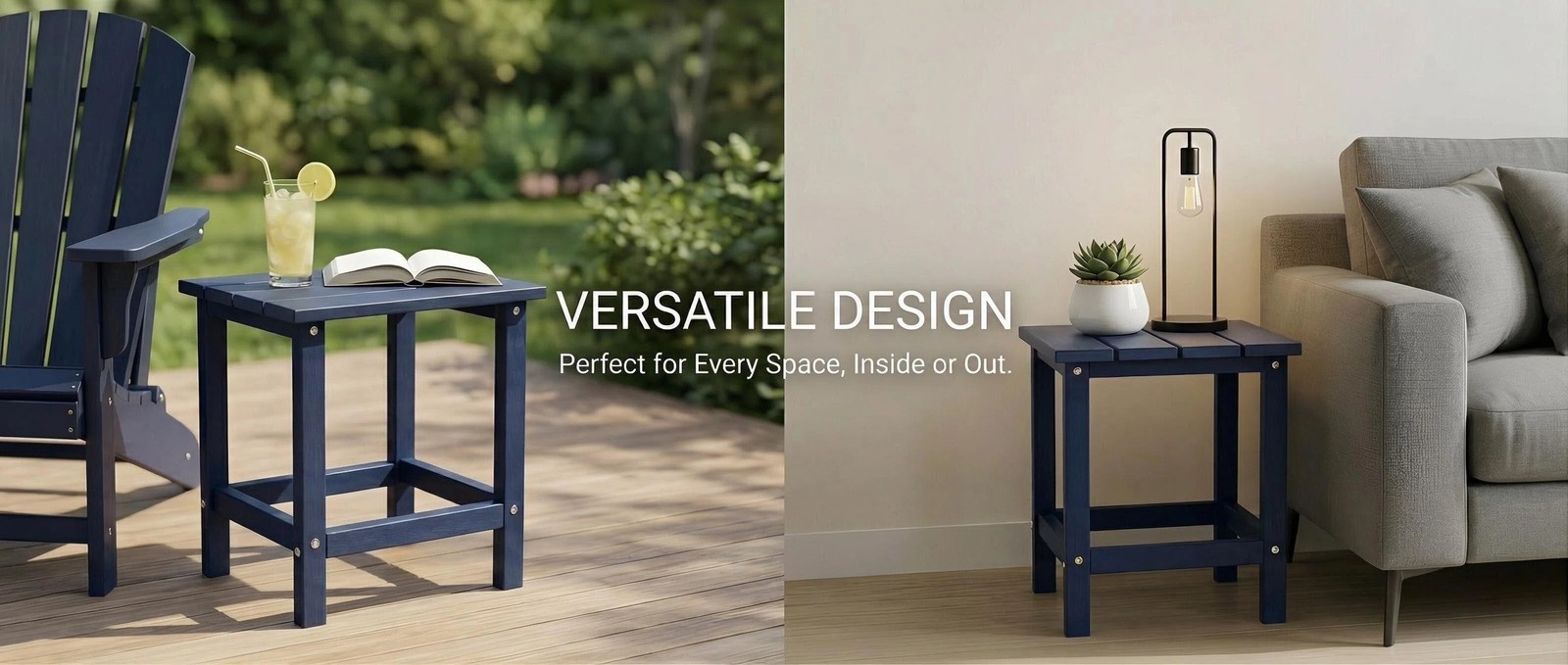 Adirondack Square Outdoor Side Table HDPE Navy Blue