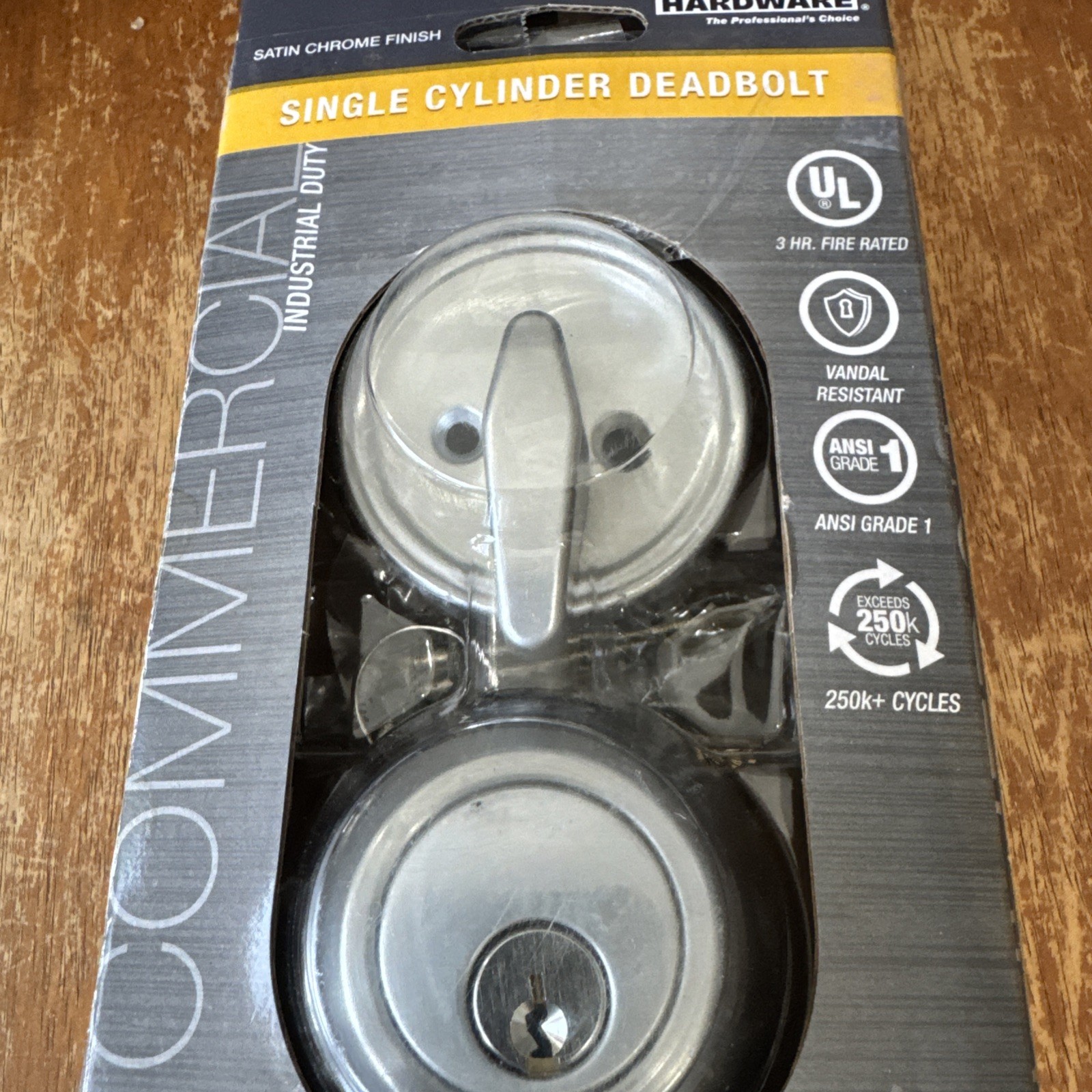 Universal Hardware Commercial Keyed Deadbolt Satin Nickel uh40055
