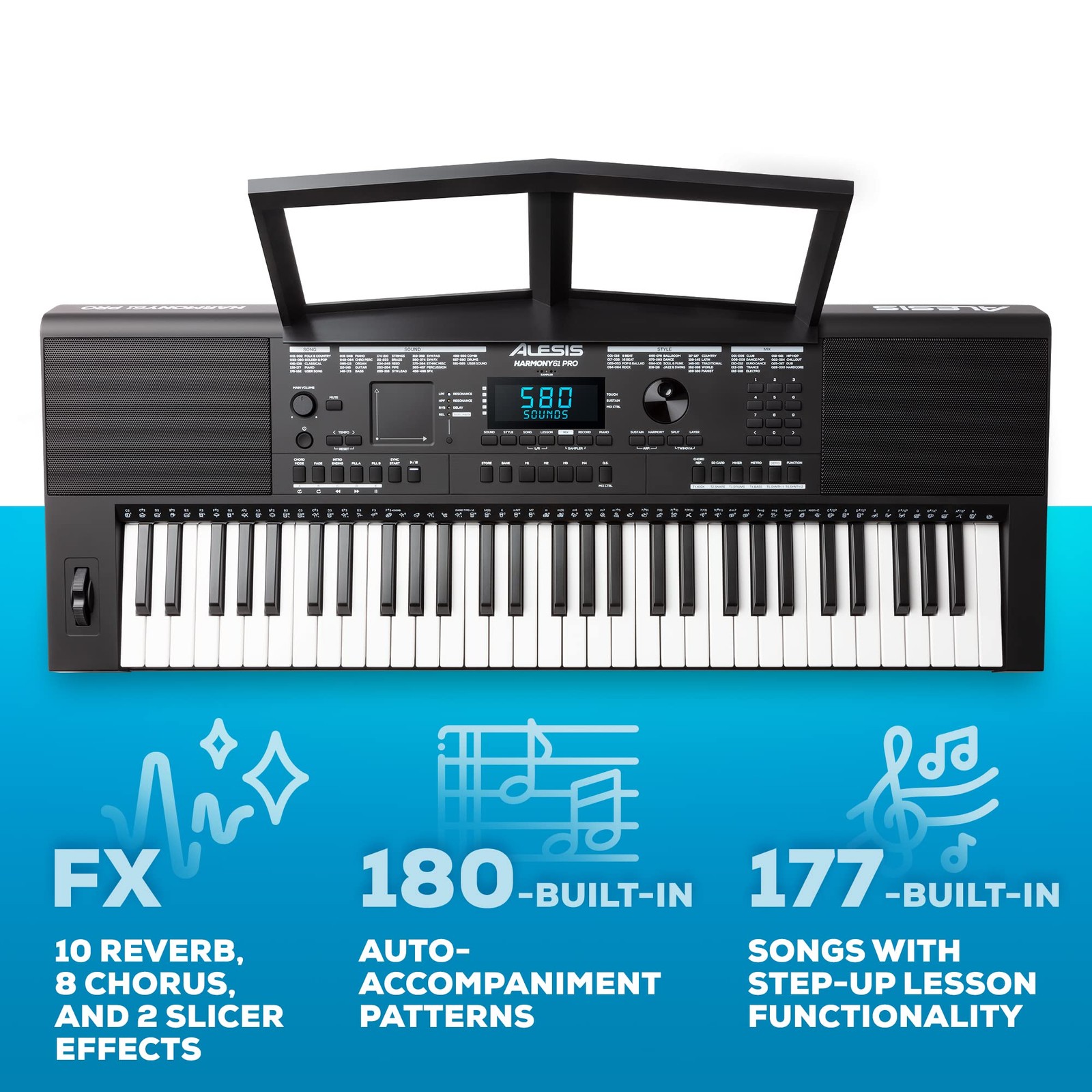 Alesis Harmony 61 Pro - 61 Key Keyboard Piano with Adjustable Touch Response,