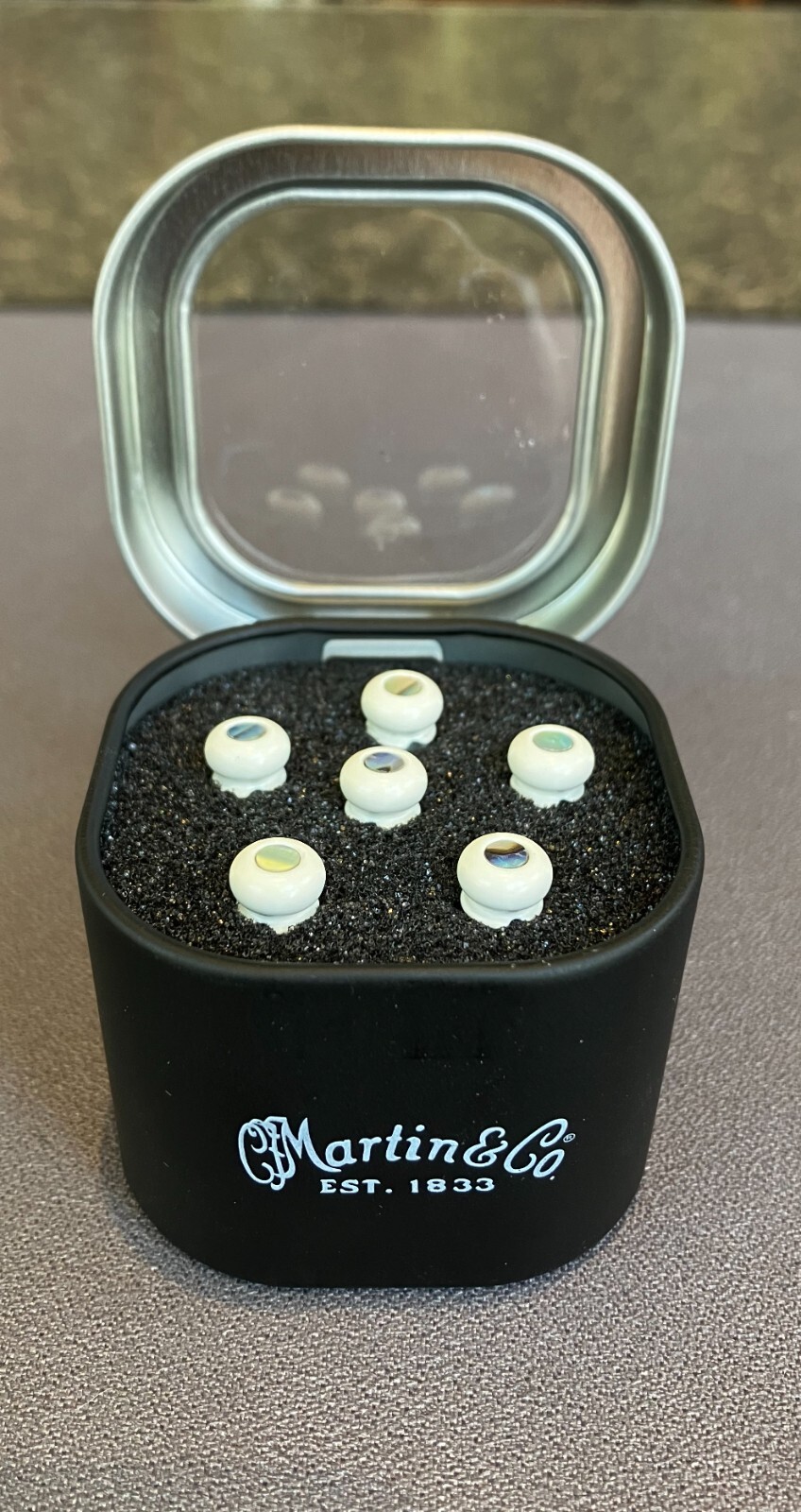 Martin APP0013 Luxe Liquid Metal Bridge Pin Set - Bone w/ Paua Abalone Inlay