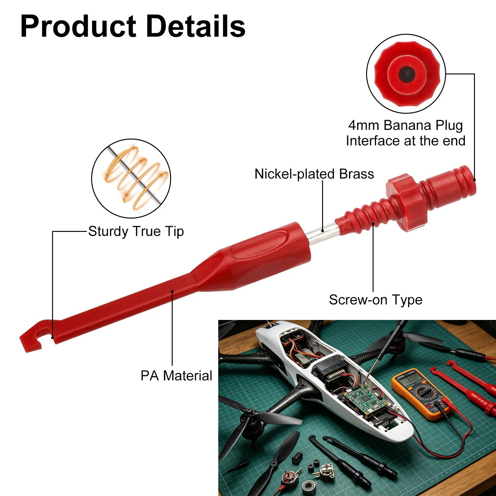 Red Black Wire Piercing Probe Clips Kit for Oscilloscope Clamp Meter Testing