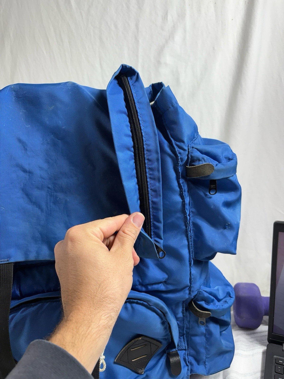 Vintage Ultimate Experience Camera Skiing Hiking Backpack Blue