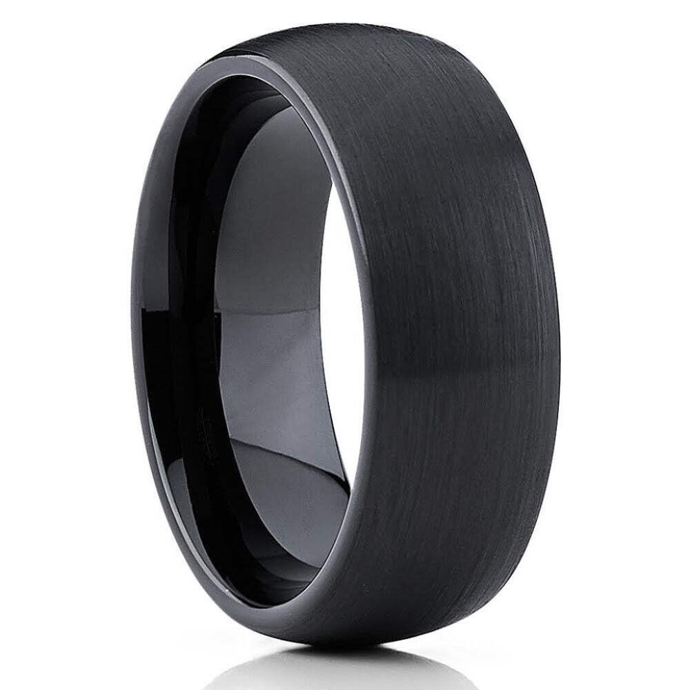 Black Tungsten Wedding Ring Tungsten Carbide Ring Engagement Ring Black Ring