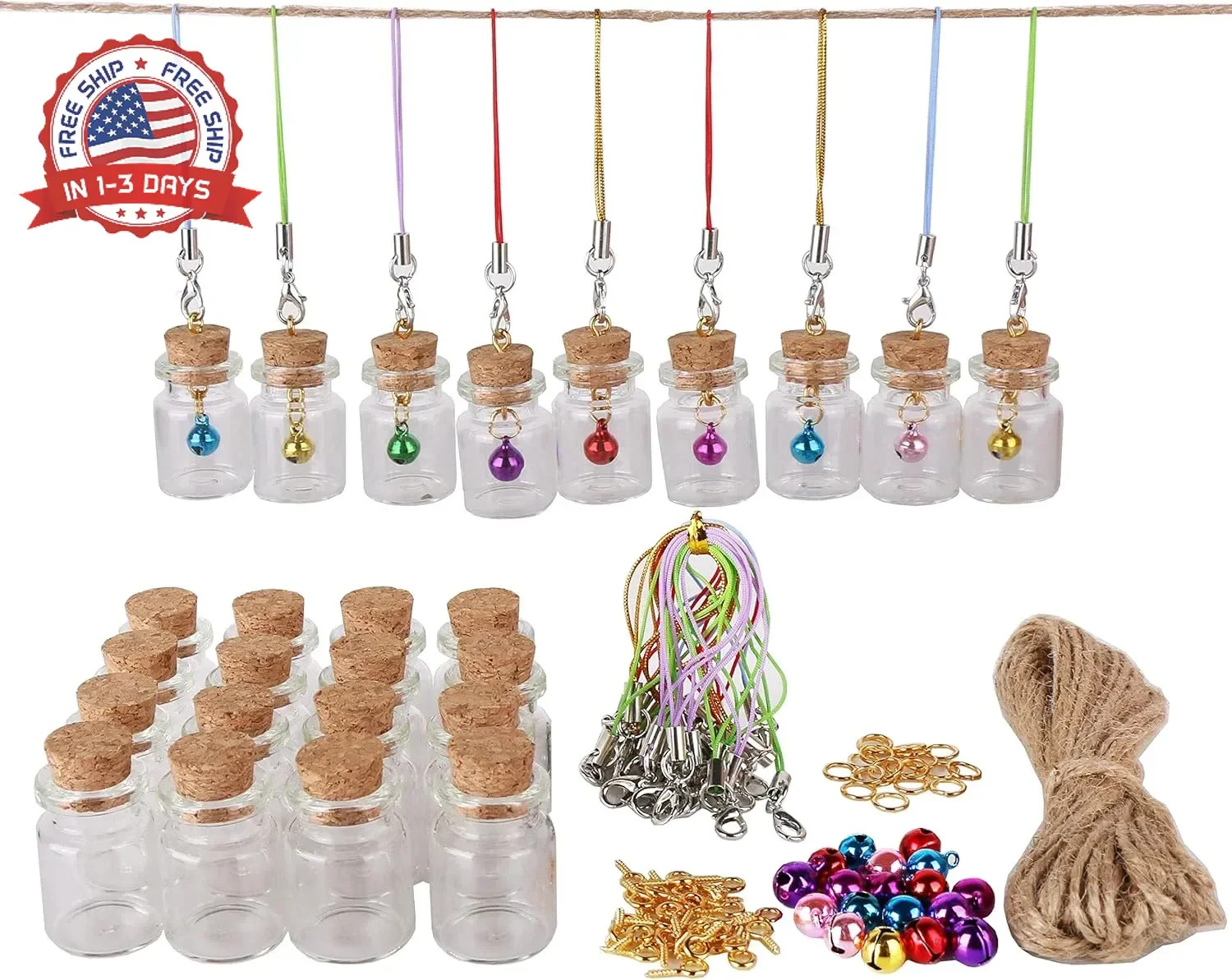 25pcs Small Glass Bottles with Cork Stoppers DIY Art Craft Storage 5ml Mi