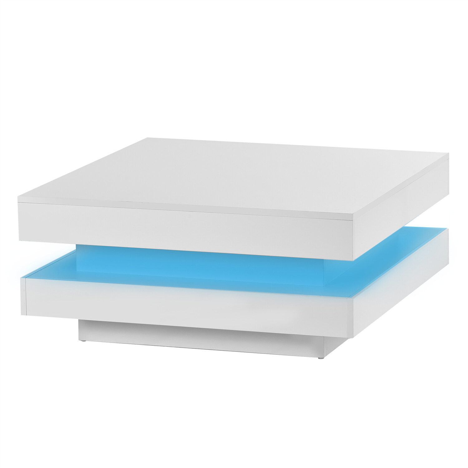 High Gloss Square LED Coffee Table Side End Table Center Table w/ LED Light
