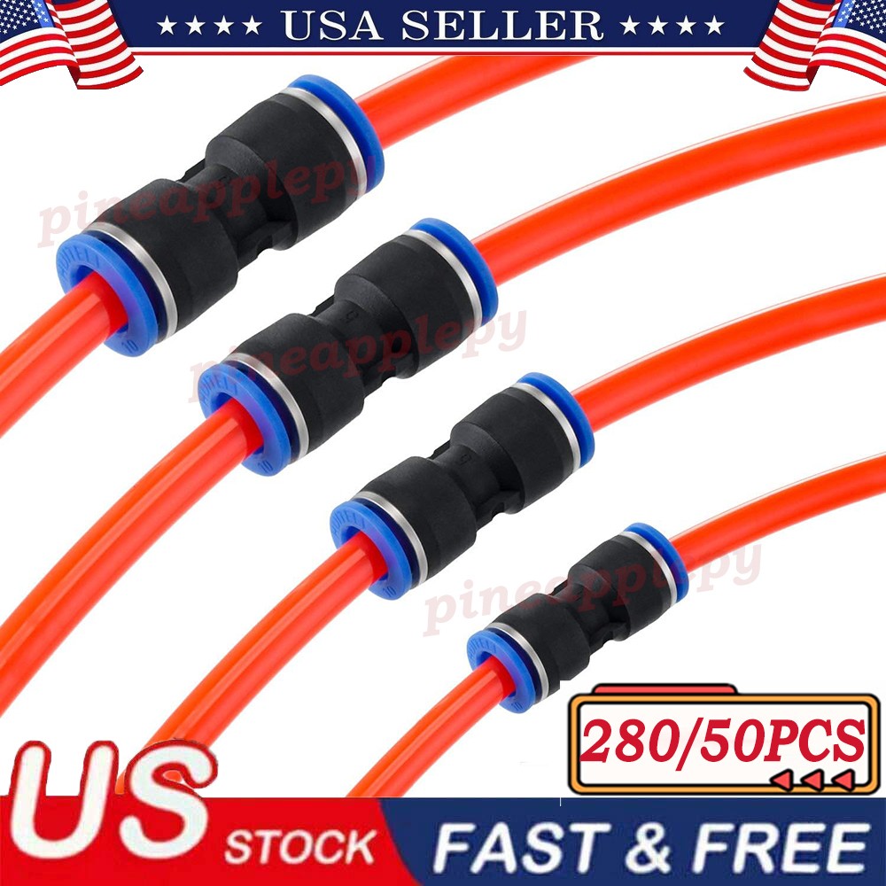 280PCS Plastic Straight Tube Connector Air Line Fittings Straight Push to link