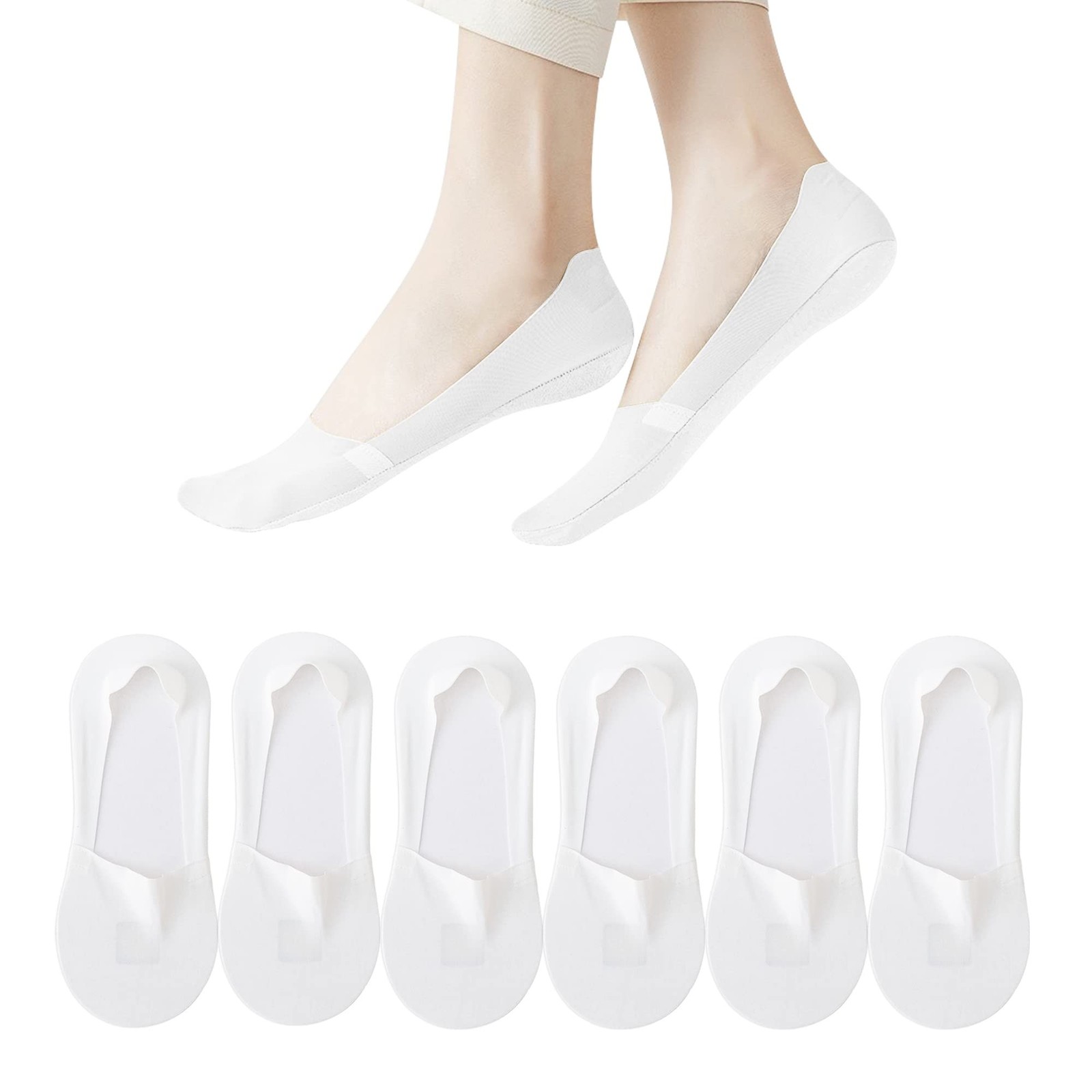 No Show Socks Womens 6 Pairs Hidden Invisible Low Cut Socks Non Slip Socks Wo...