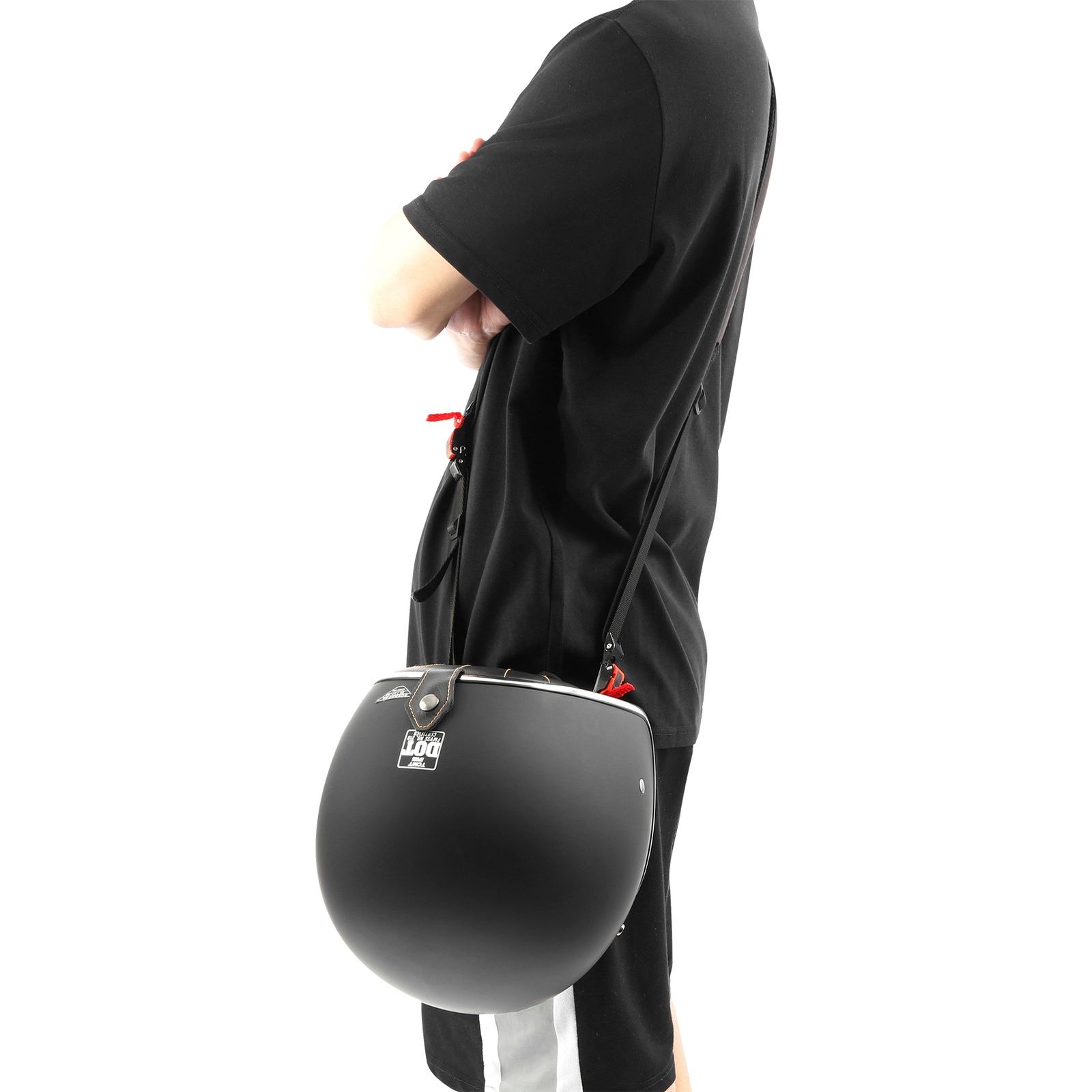 Motorcycle Bike Helmet Carrier Black Strap Hands-Free Breathable Polyester Mesh