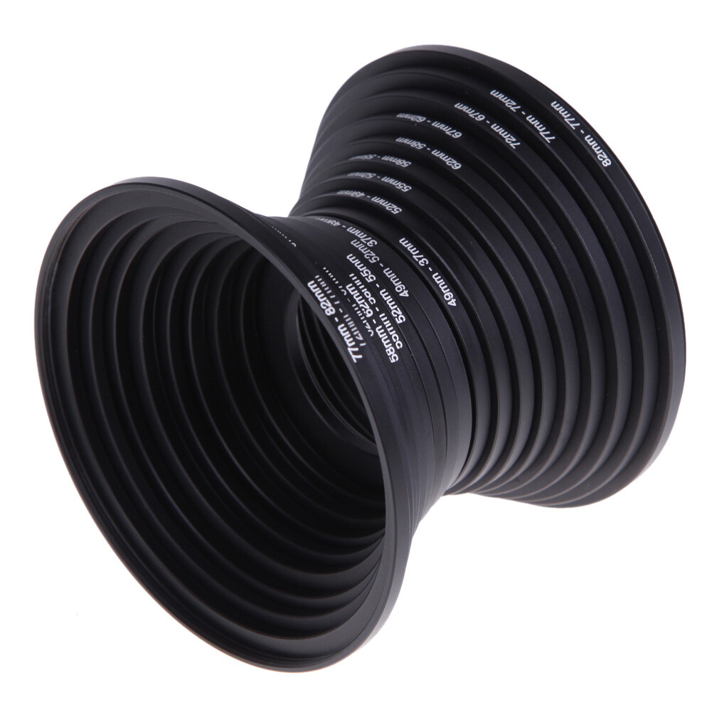18Pc 37- 82mm Step Up Down DSLR Camera Lens Filter Adapter Ring Mount Basket Kit