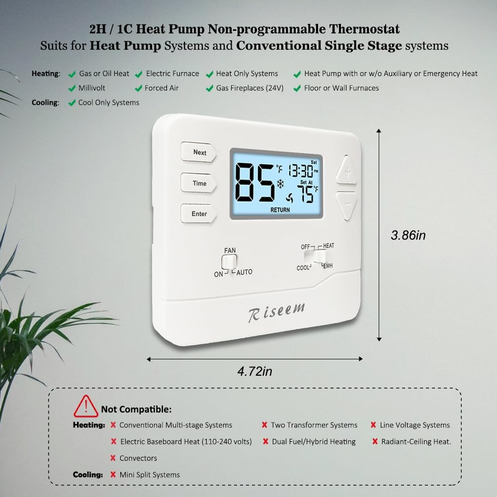 Thermostat Non Programmable Heat Pump Thermostat White