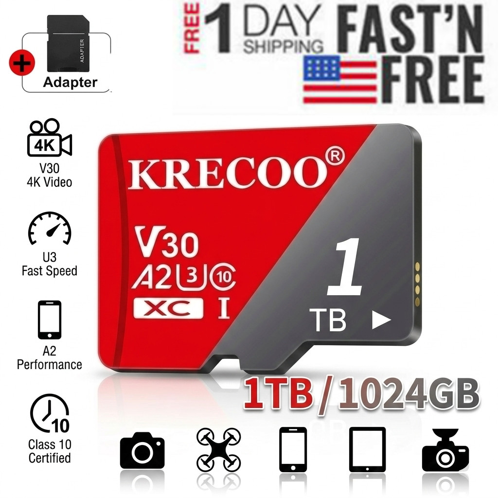 Micro SD TF Memory Card 64GB 128GB 256GB 1TB Class 10 4K for Dash Cam Tablet Lot