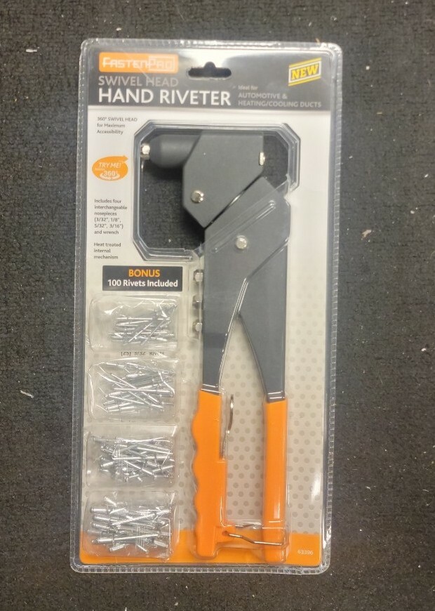 360° Swivel Head Rivet Gun, 100 Multi Rivets, Anti-slip, Heat treated internals