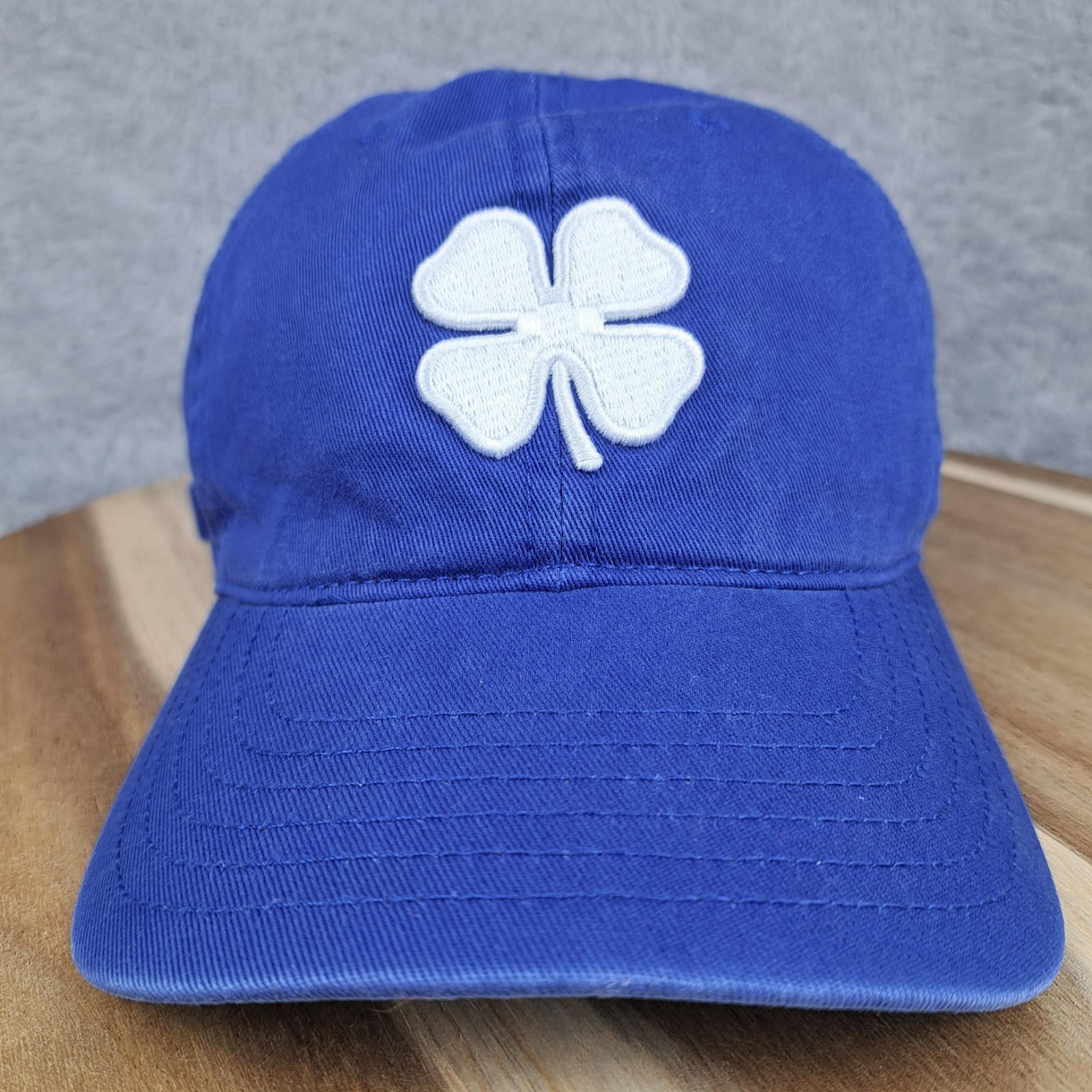 Black Clover Hat Cap Strap Back Blue White Live Lucky Four Leaf Clover Golf Mens