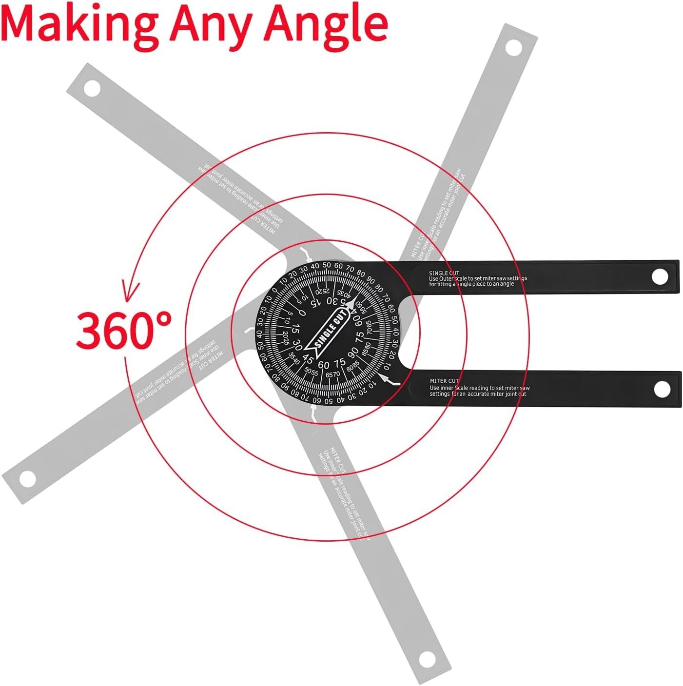 7-Inch Aluminum Miter Saw Protractor Angle Finder - Measuring Tool with Multi...