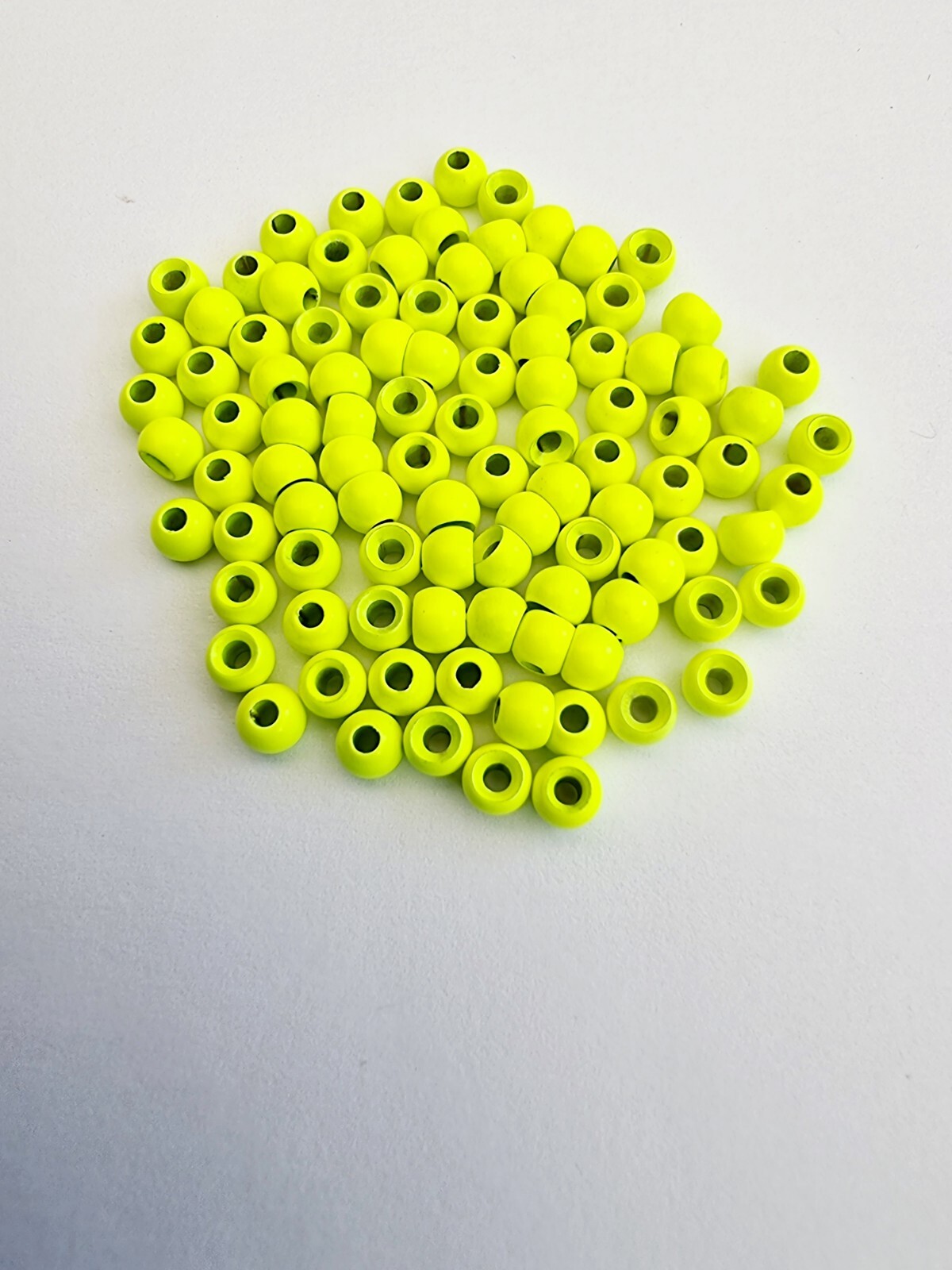 FlyTying Materials 25 Packs Countersunk 4-5mm Florescent Chartreuse Brass Beads.