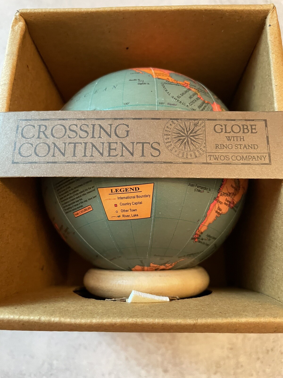 World Globe TWO’s Company Crossing Continents With Ring Stand Desk NIB