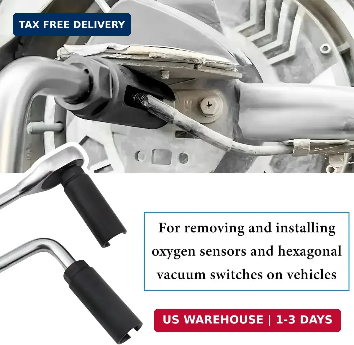 Oxygen Sensor Socket, Chromed-Vanadium Steel Oxygen Sensor Wrench Removal Tool w