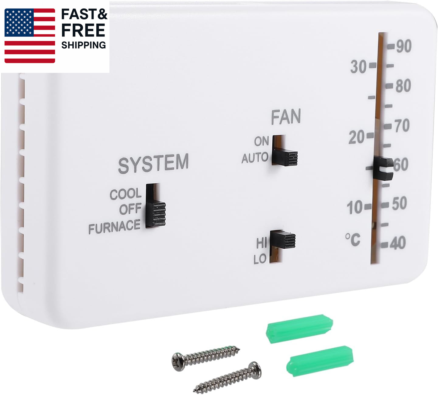 RV Analog Control Heating/Cooling Thermostat Kit for for Campers Motorhome/F