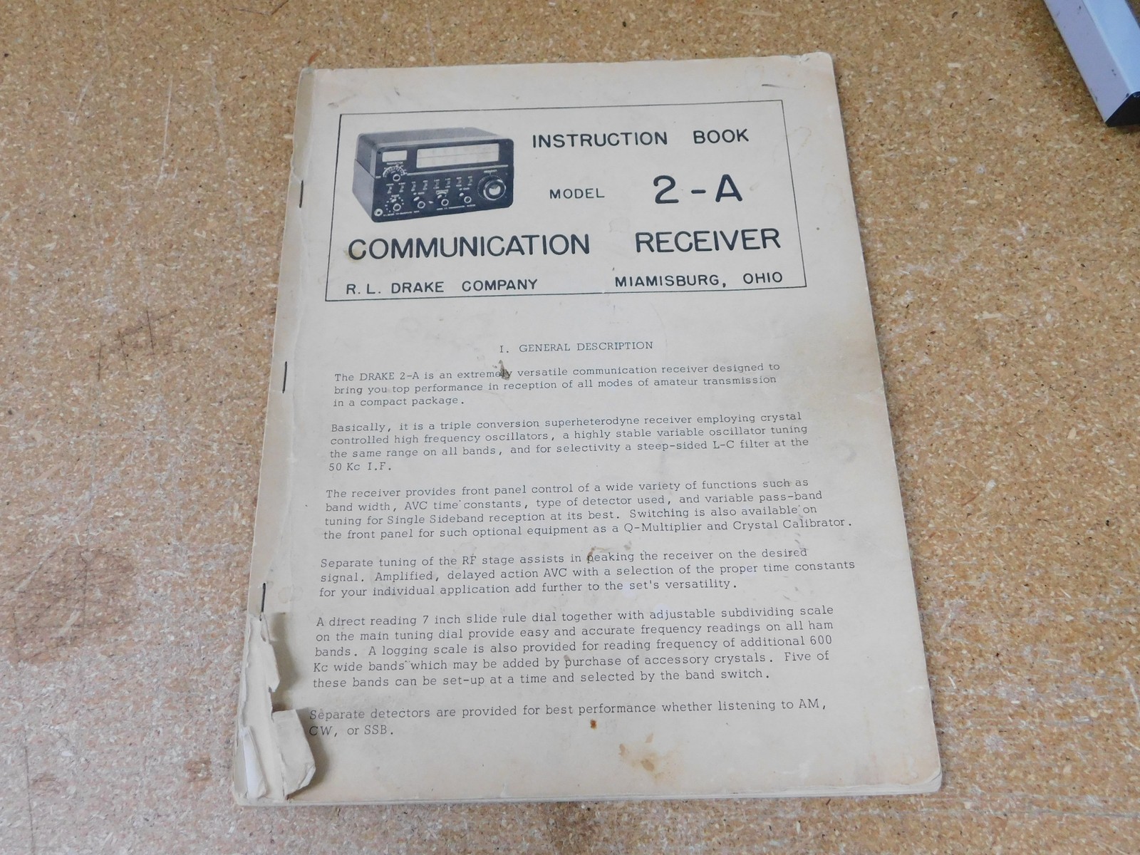 Drake 2-A Communication Ham Radio Receiver User Manual w/ Schematics (original)