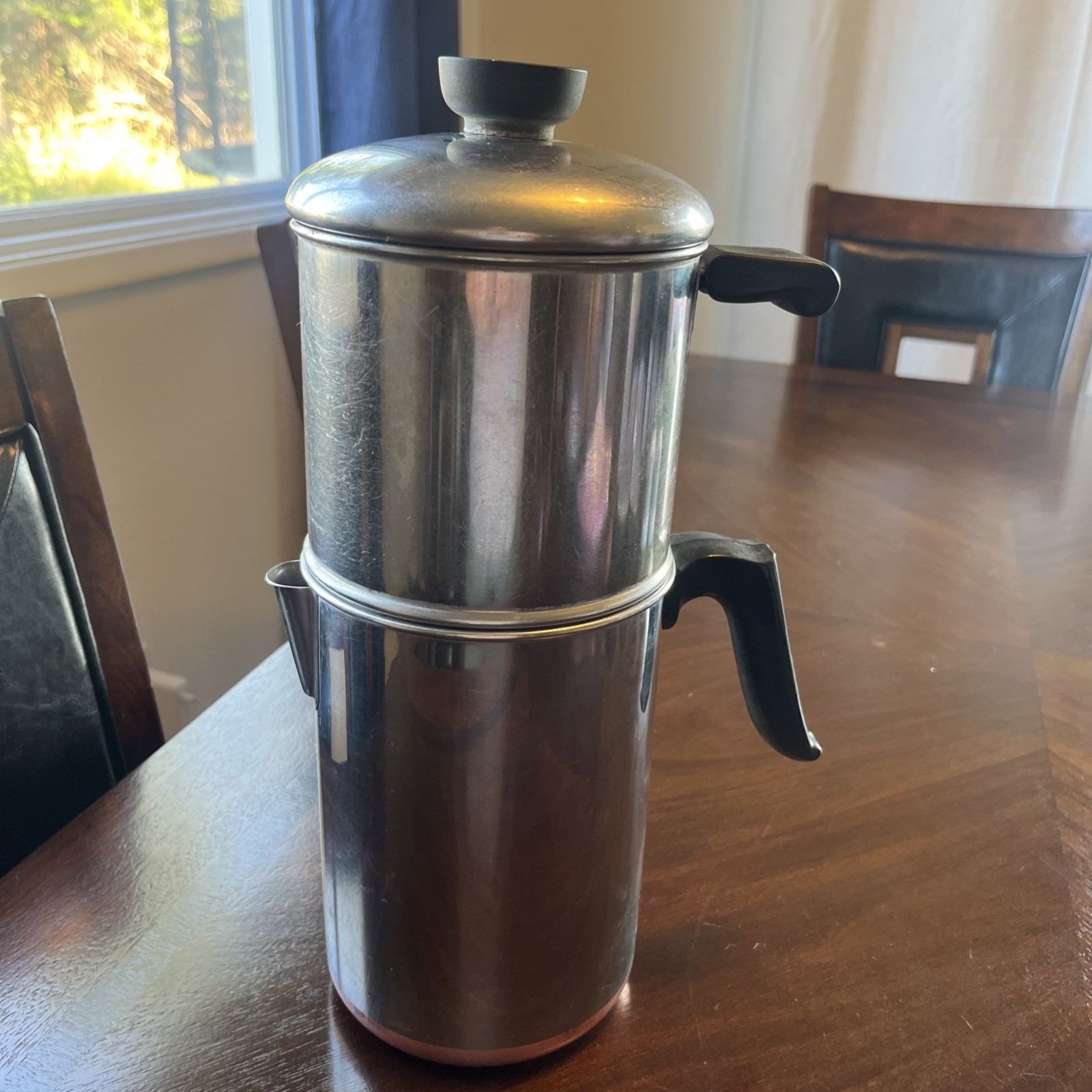 Vintage pre-1968 Revere Ware- 8 Cup Stainless Drip O Later Copper Clad Coffee