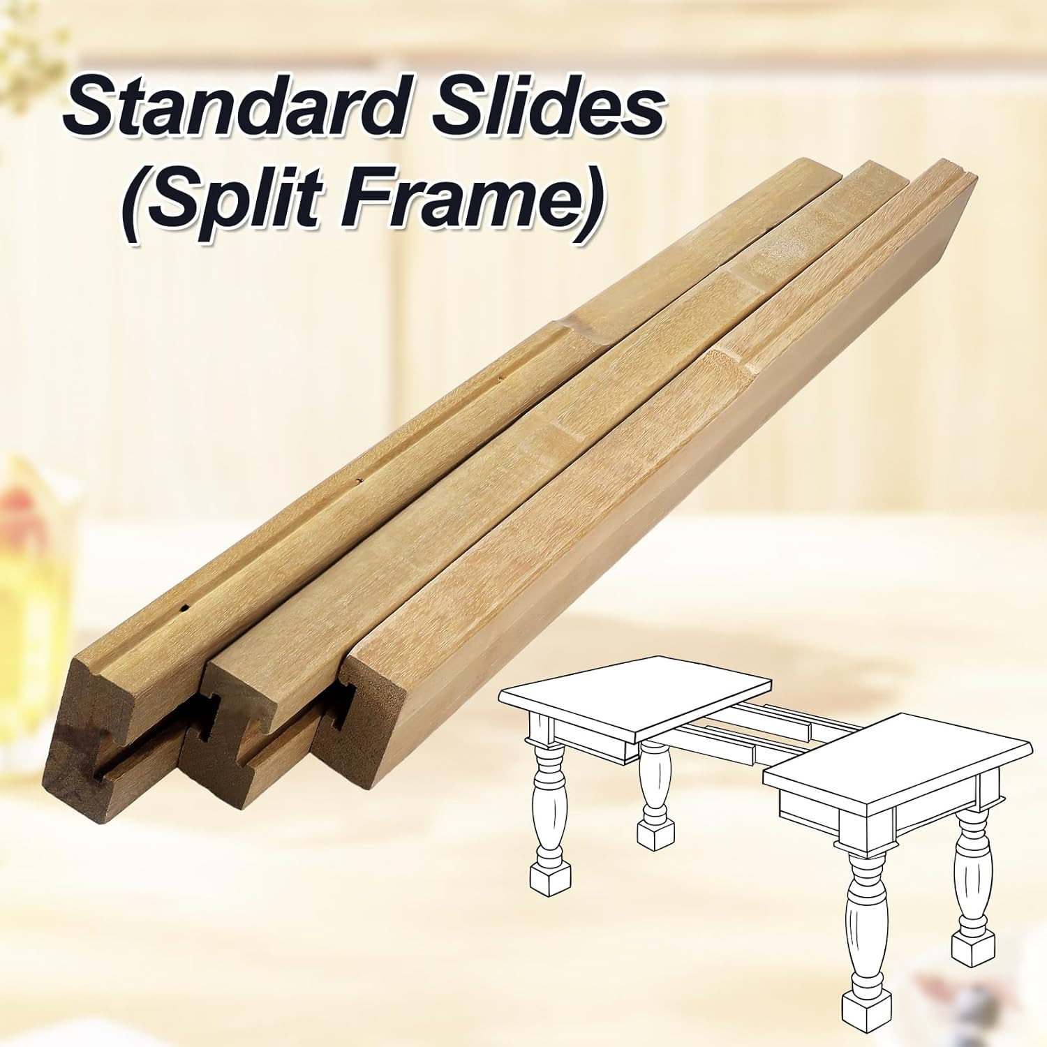 2 Pack 26" Table Extension Slides for Smooth 52" Openings - Easy Install