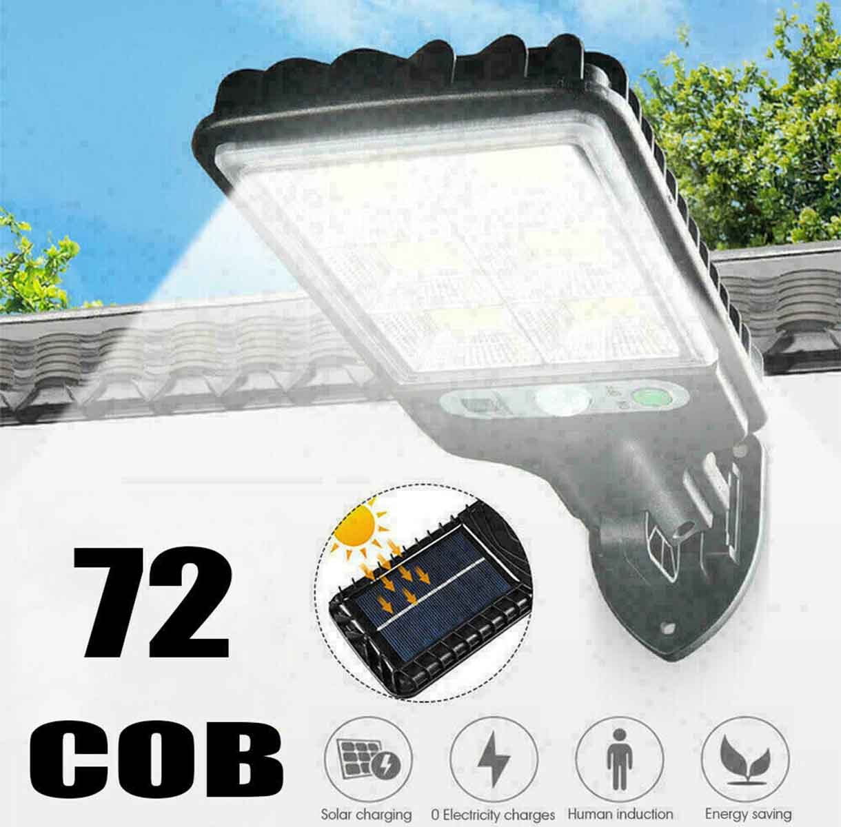 72 LED Solar Flood Light Security Motion Sensor Wall Street Yard Outdoor Lamp