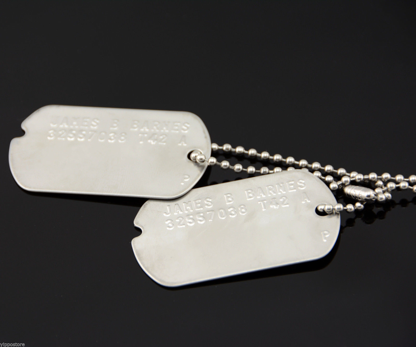 James B Barnes "Bucky" Stainless Steel Military Dog Tags Cosplay Costume Prop