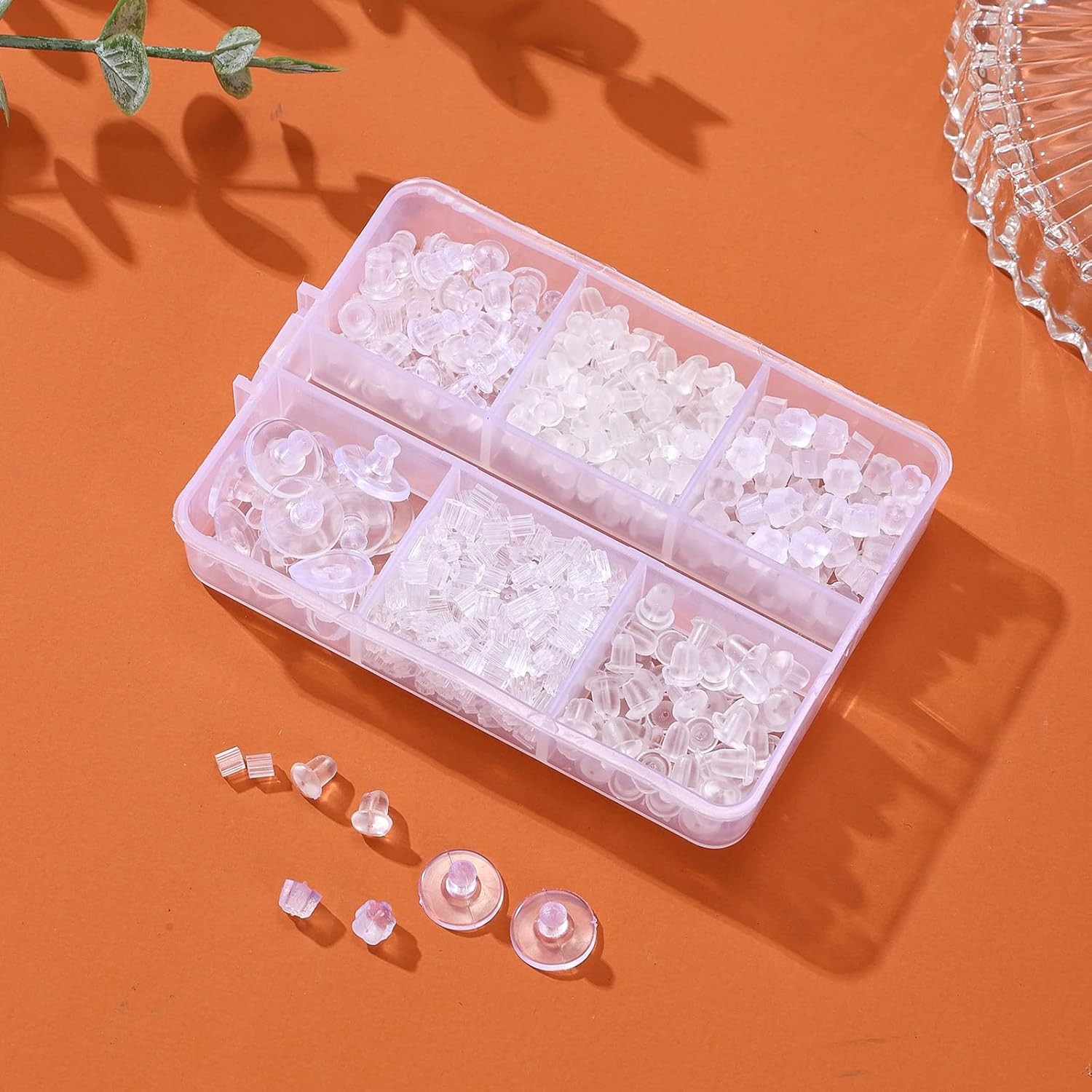 6 Styles Silicone Earring Backs for Studs, 600 Pcs Clear Soft Earring Backings