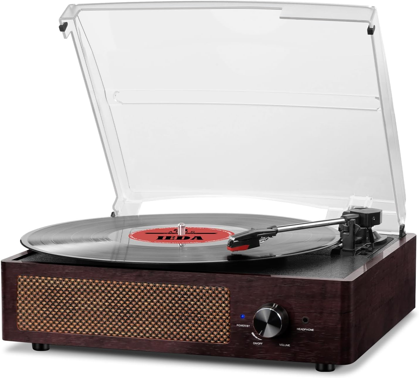 Vinyl Record Player Turntable with Built-in Bluetooth Receiver & 2 Stereo Speake