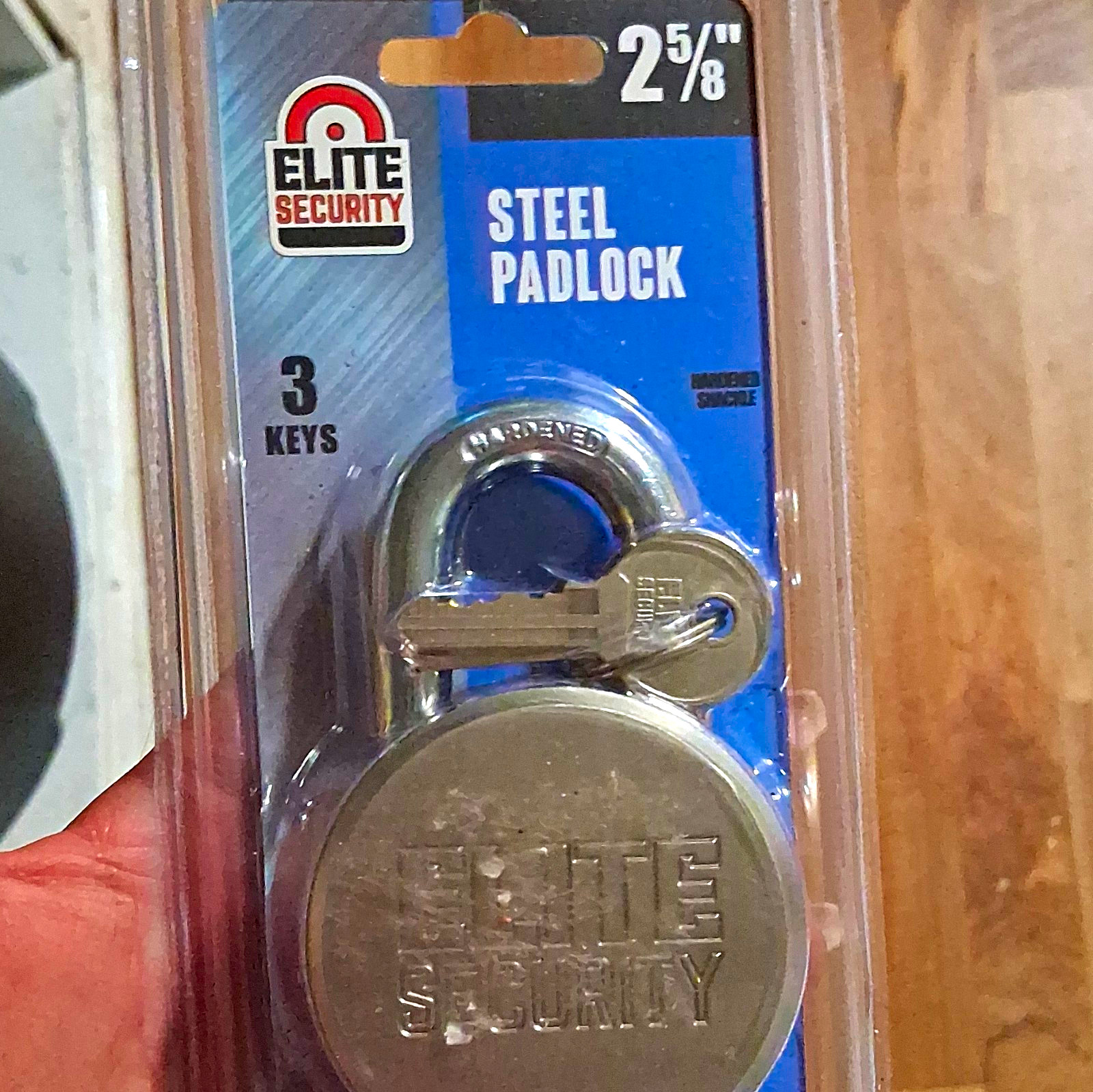 Elite Security 2 5/8in Steel Padlock Hardened Shackle Keyway B Outdoor 3 Keys