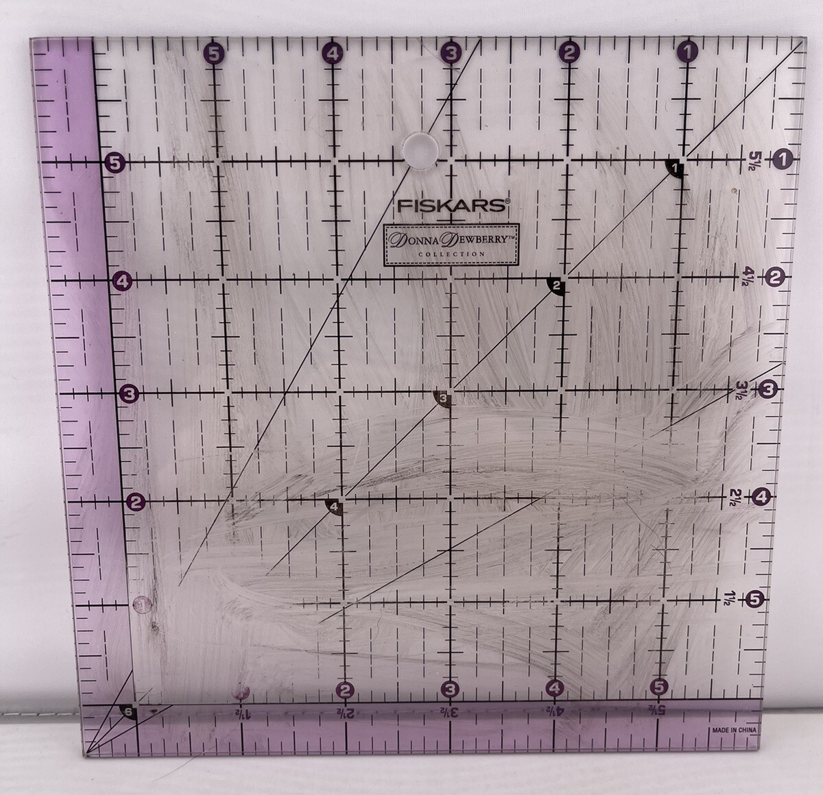 Fiskars Donna Dewberry Edition Quilting Square Ruler 6.5 Inch X 6.5 Inch Clear
