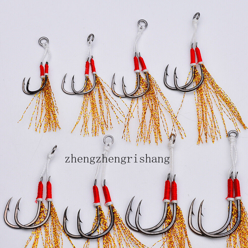 20PCS Jig Double Assist Hooks High Carbon Steel Jigging Hook Saltwater Big Game