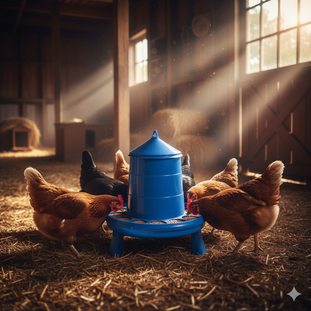 Miller Double-Tuf 4 lb Poultry Feeder with Legs for Chickens Elevated Feeder