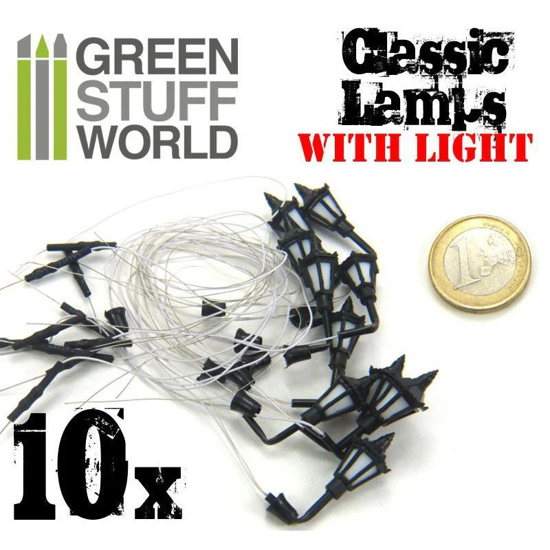 Green Stuff World for Models and Miniatures – Classic Wall Lamps with LED Lights