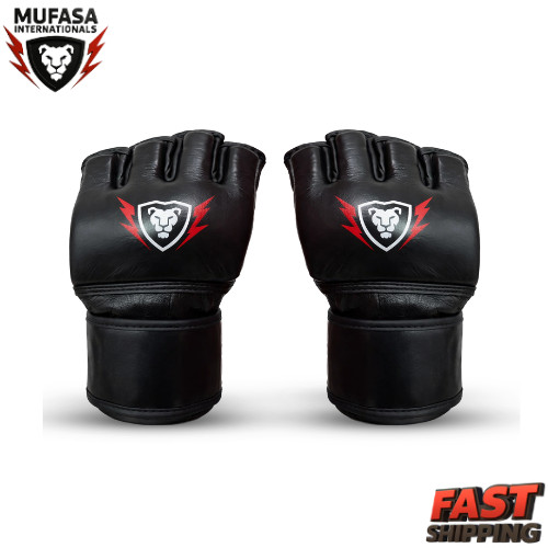 MUFASA INTERNATIONALS UFC Leather Open Palm MMA Fight Gloves for Men/Women, 4 Oz