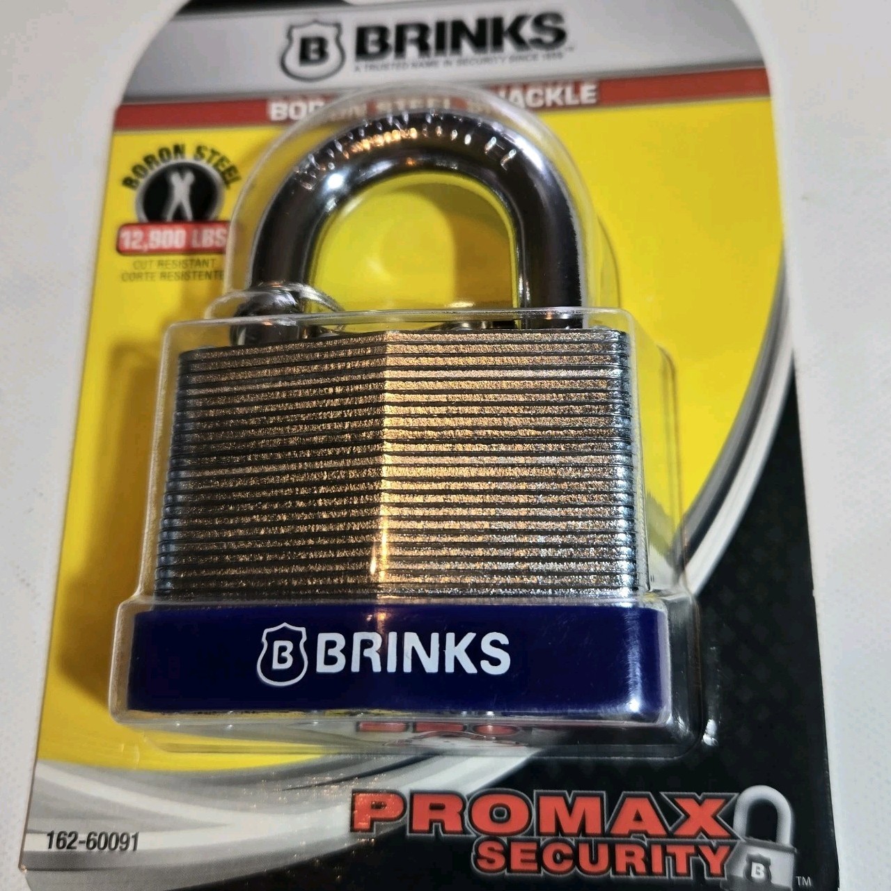 Brinks 60mm Laminated Steel Padlock Boron Shackle Commercial Security 162-60091