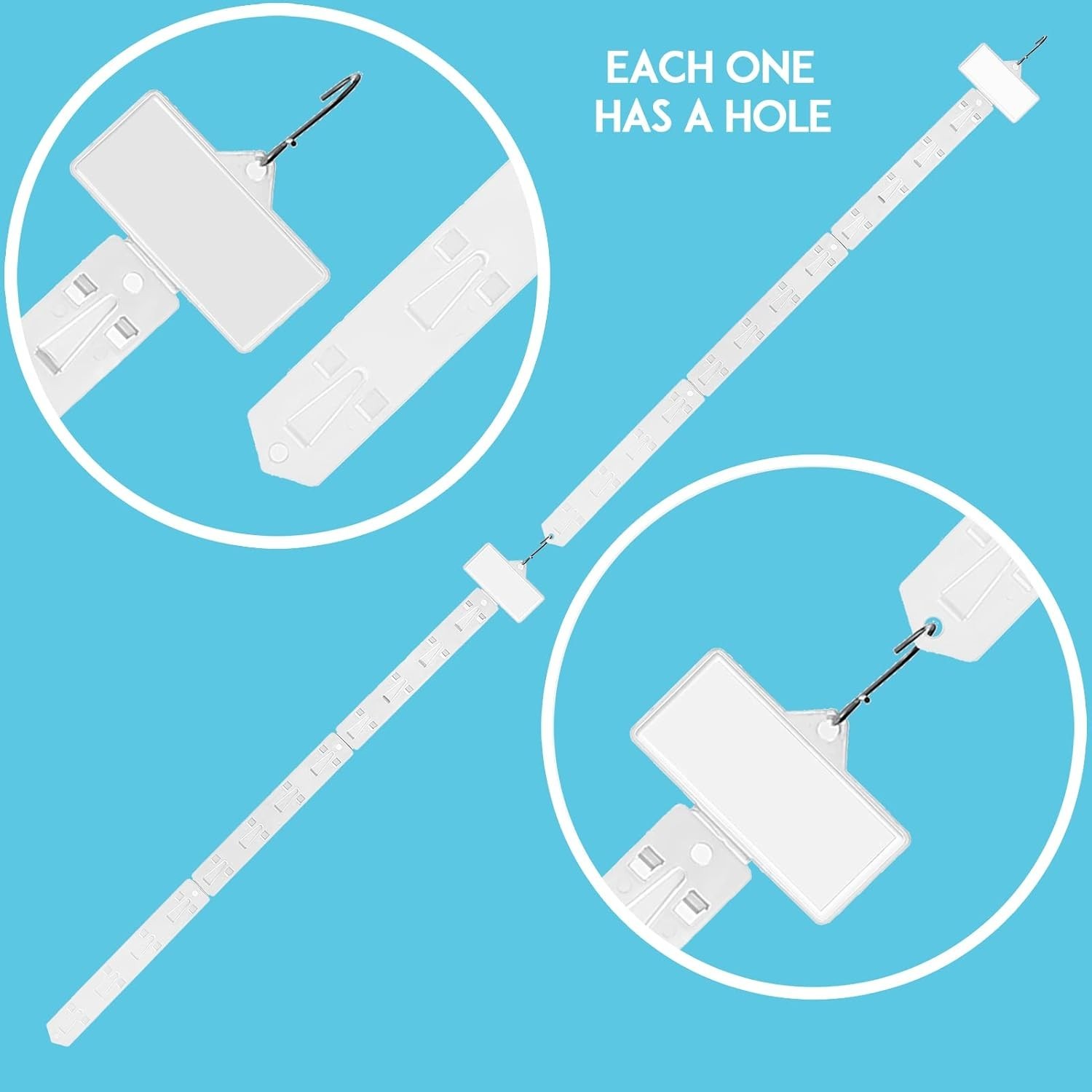 Durable Plastic Merchandise Hanging Strips: 10 Hooks & Maximum 35lb Capacity