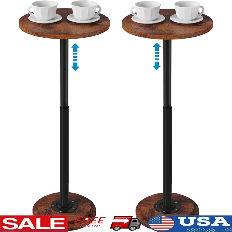 Height Adjustable Side Table Compact Round Drink Table Couch Bed Snack Tray New