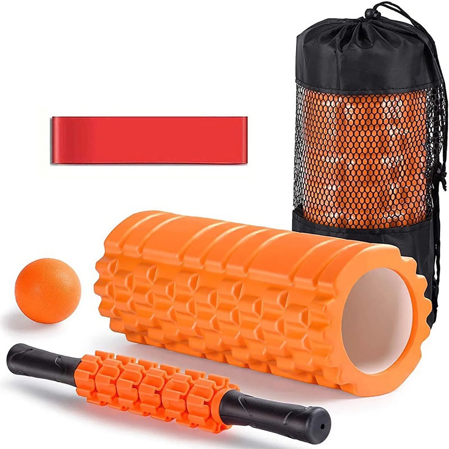 5 in 1 Foam Roller Set, Trigger Point Foam Roller, Yoga Stick, Massage Ball, Res