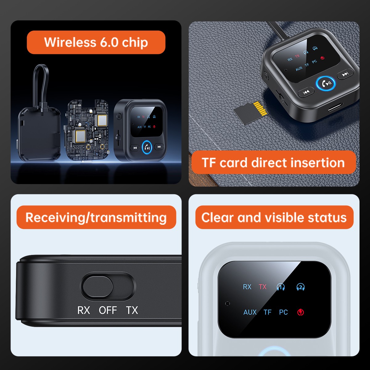 4IN1 Wireless Bluetooth 6.0 Transmitter Receiver Adapter 3.5mm Jack Aux / USB C