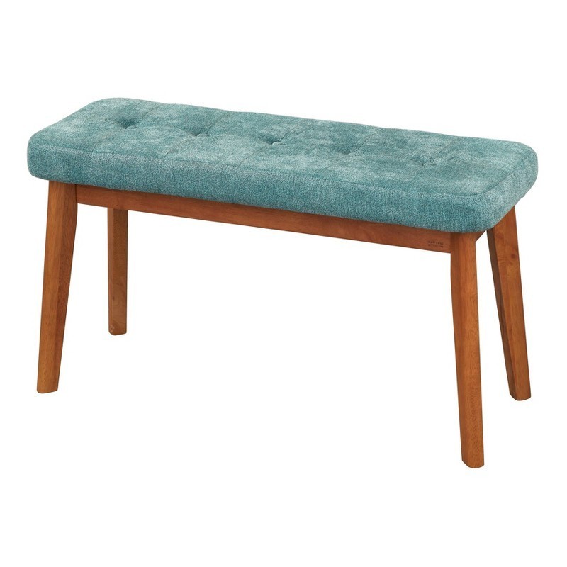 Nettie Mid Century Modern Upholstered Bench Walnut/Teal