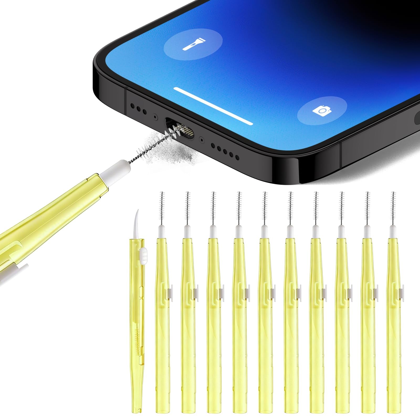 10 Pcs Cell Phone Cleaning Kit Dual Side Anti Clogging Nylon Brush and Hook