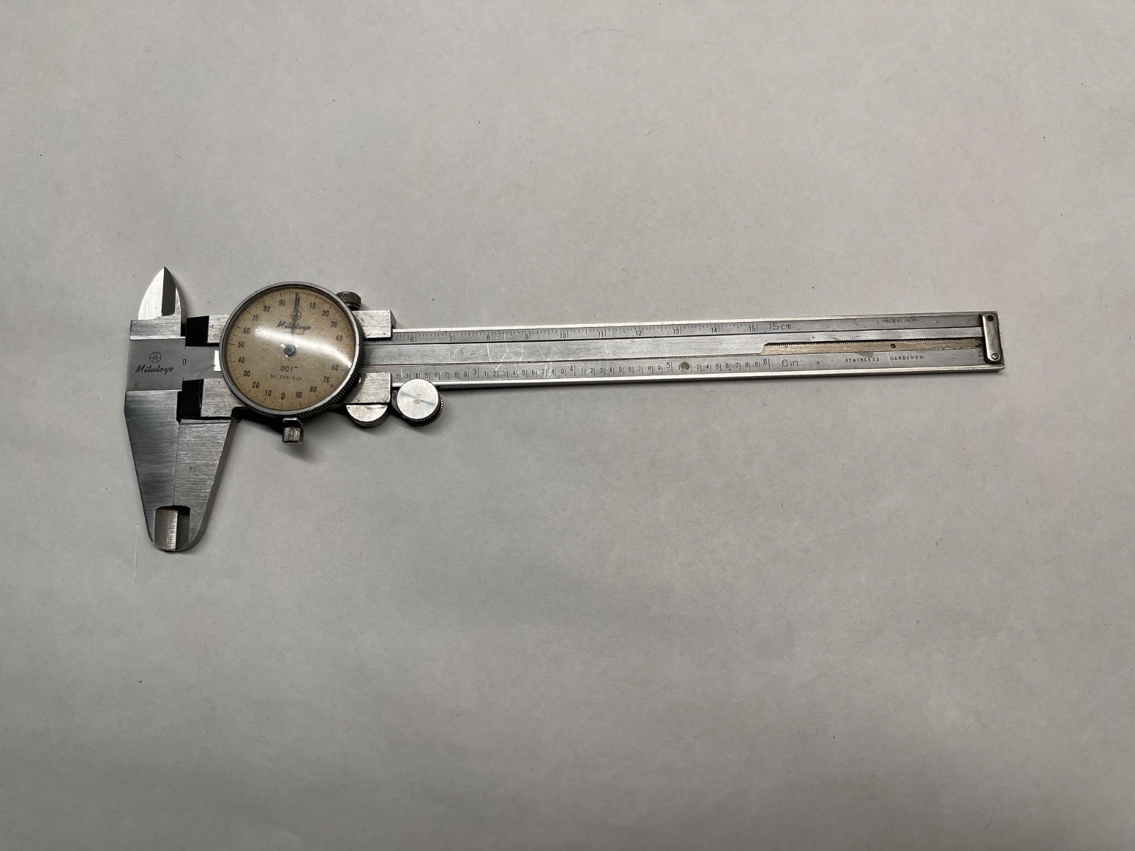 Mitutoyo No. 505-626 Dial Caliper .001” Stainless Hardened Made in Japan