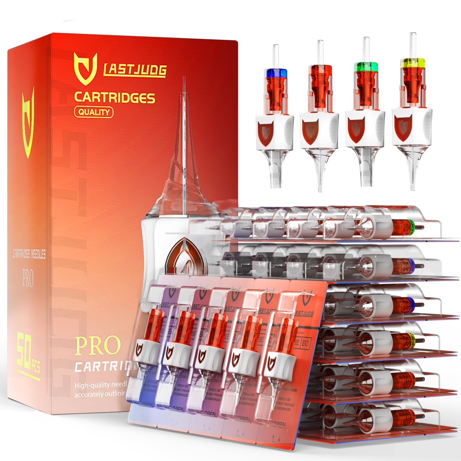50PCS Finger Ledge Tattoo Cartridge Needles Assorted Mixed Size #10 50PCS-MIX
