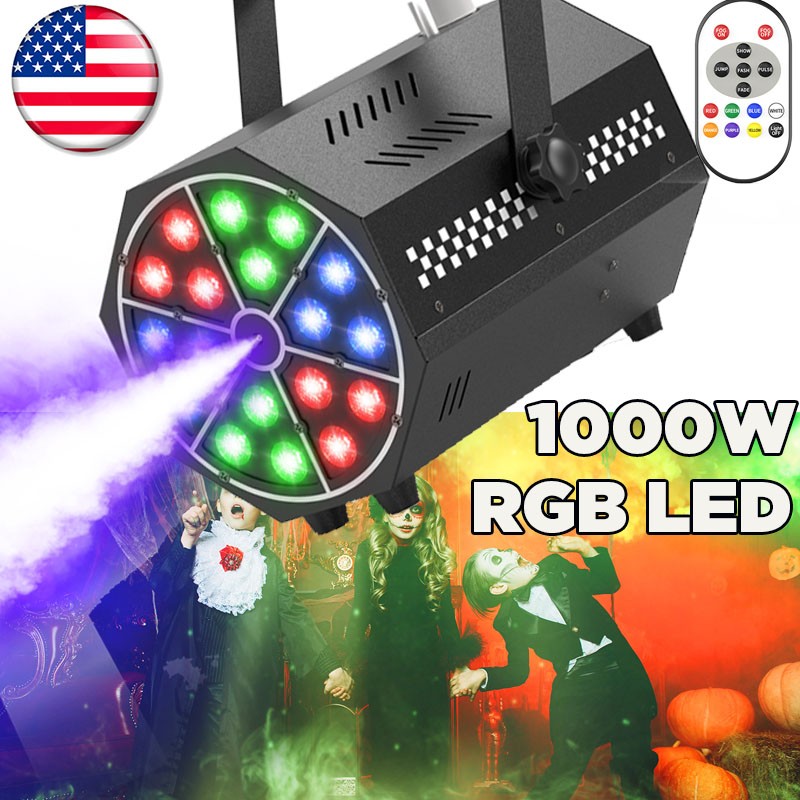 1000W  Fog Machine 18 RGB LED Stage DJ Light Smoke Machine